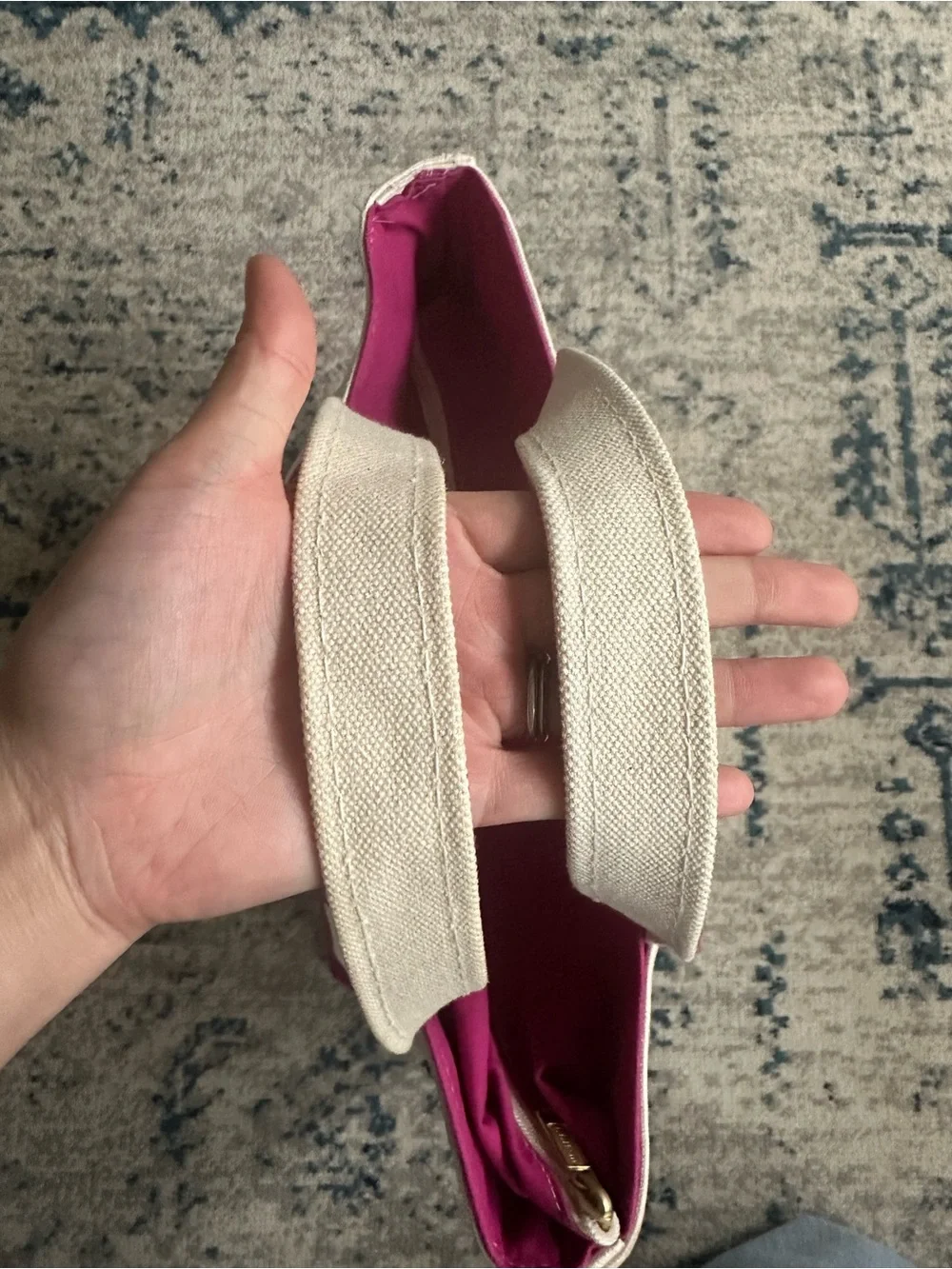 L.L. Bean Boat And Tote Canvas Bag 90's With Zipper vintage pink purple mauve